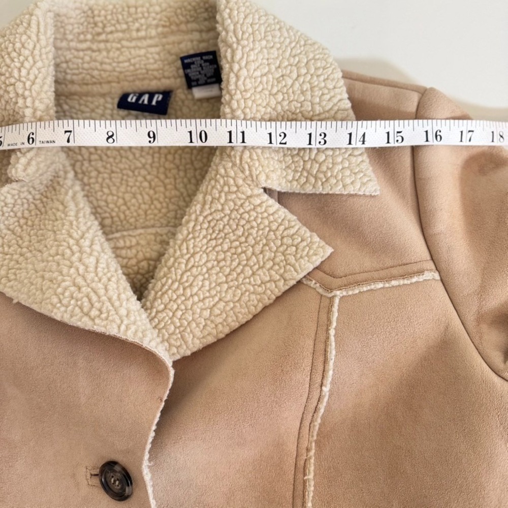 Vintage Faux Shearling Sherpa Lined Coat Womens M Beige Tan Lined Winter Jacket - Picture 8 of 12